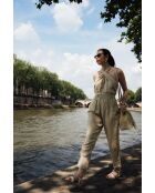 Livy Rafia Schultertasche aus Leder cremefarben - 21,5x27x15cm