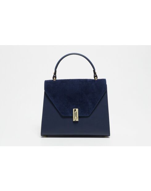 Sac à main en cuir Shak bleu marine - 23.5x20x10cm