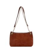 Mia camel leren schoudertas - 28x17x8cm