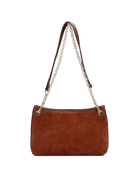 Mia camel leren schoudertas - 28x17x8cm