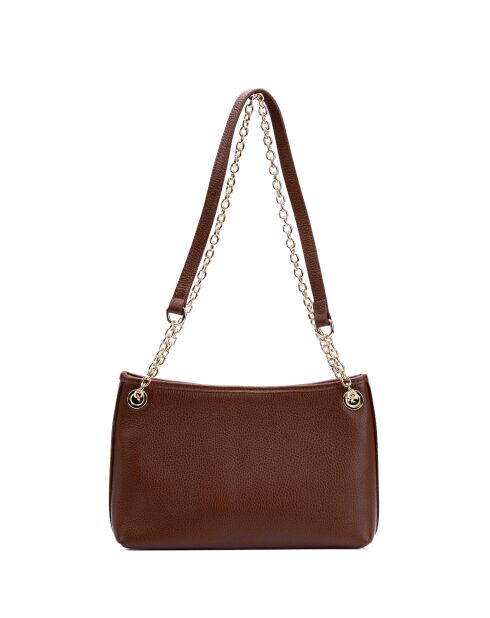 Mia camel leren schoudertas - 28x17x8cm