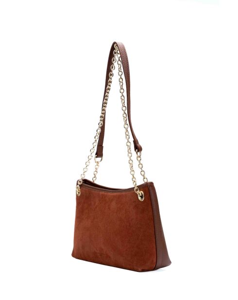 Mia camel leren schoudertas - 28x17x8cm