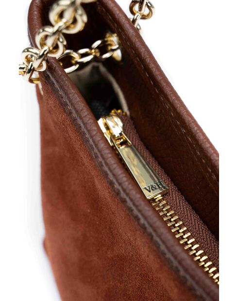 Mia camel leren schoudertas - 28x17x8cm
