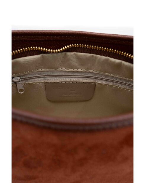 Mia camel leren schoudertas - 28x17x8cm