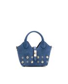 Bolso de hombro Josie de piel azul - 25x12x11cm