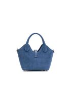 Bolso de hombro Josie de piel azul - 25x12x11cm