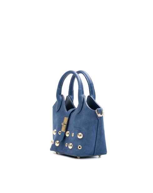 Josie blaue Schultertasche aus Leder - 25x12x11cm