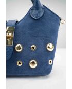 Bolso de hombro Josie de piel azul - 25x12x11cm