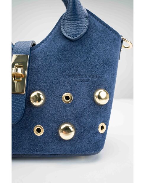Josie blaue Schultertasche aus Leder - 25x12x11cm