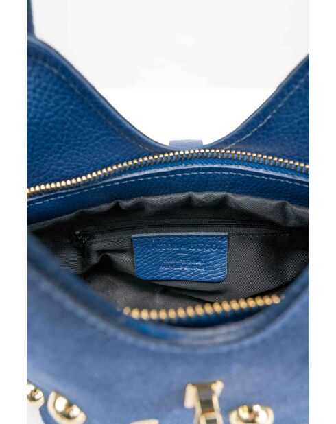 Josie blaue Schultertasche aus Leder - 25x12x11cm
