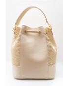 Cremefarbene Schultertasche Cerise Rafia aus Leder - 33x28x14cm