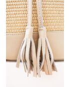 Cremefarbene Schultertasche Cerise Rafia aus Leder - 33x28x14cm
