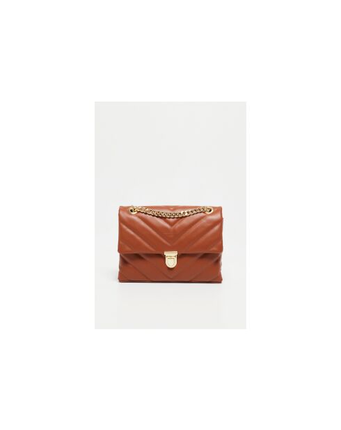 Clea camel leren schoudertas - 26x18x9,5cm
