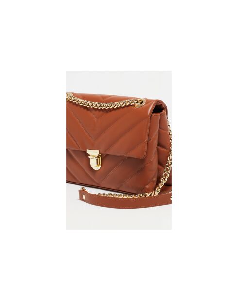 Clea camel leren schoudertas - 26x18x9,5cm