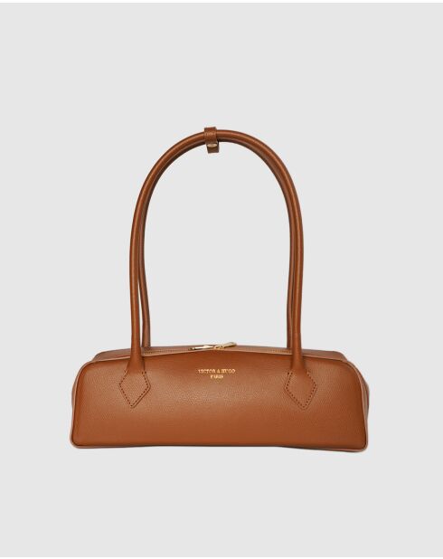 Zhora Schultertasche aus kamelfarbenem Leder - 32x11x10cm
