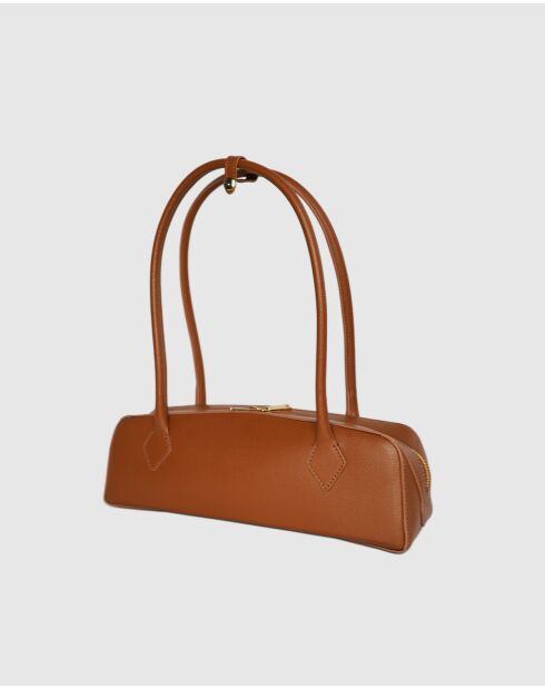 Zhora Schultertasche aus kamelfarbenem Leder - 32x11x10cm