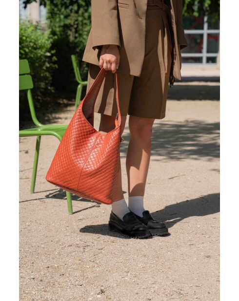 Schultertasche Vicky aus Terrakottaleder, 40 x 32 x 15 cm