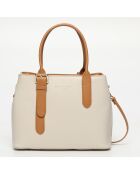 Tuileries Lederhandtasche cremefarben und kamelbraun - 31x23x11cm