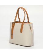 Tuileries Lederhandtasche cremefarben und kamelbraun - 31x23x11cm