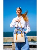 Tuileries Lederhandtasche cremefarben und kamelbraun - 31x23x11cm