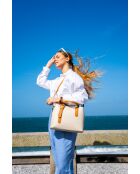 Tuileries Lederhandtasche cremefarben und kamelbraun - 31x23x11cm