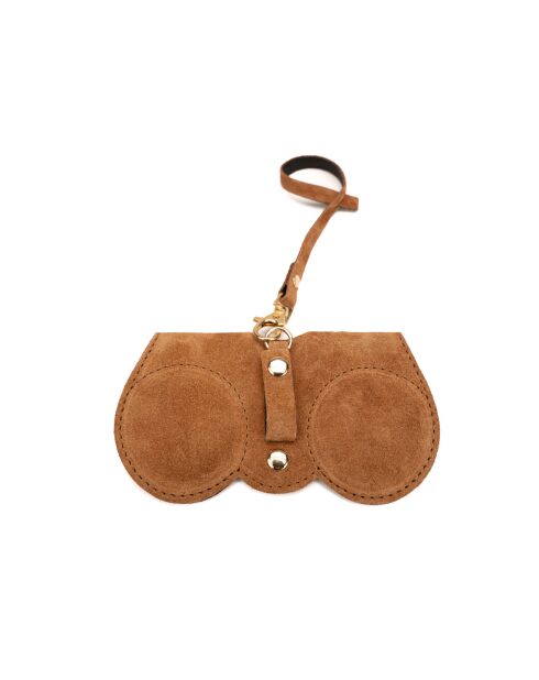 Samy camel leren brillenhouder - 15x8x1cm