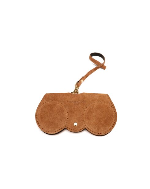 Samy camel leren brillenhouder - 15x8x1cm