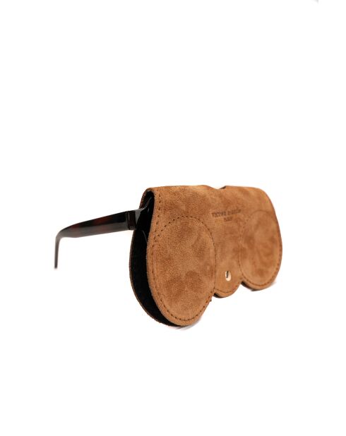 Samy camel leren brillenhouder - 15x8x1cm