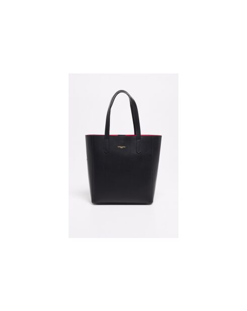 Große schwarze Lederhandtasche - 32x40x13cm
