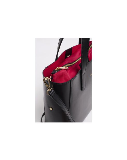 Große schwarze Lederhandtasche - 32x40x13cm