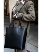 Große schwarze Lederhandtasche - 32x40x13cm