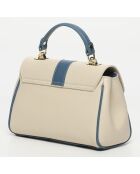 Giverny Schultertasche aus Leder cremefarben+himmelblau - 26x18x10cm