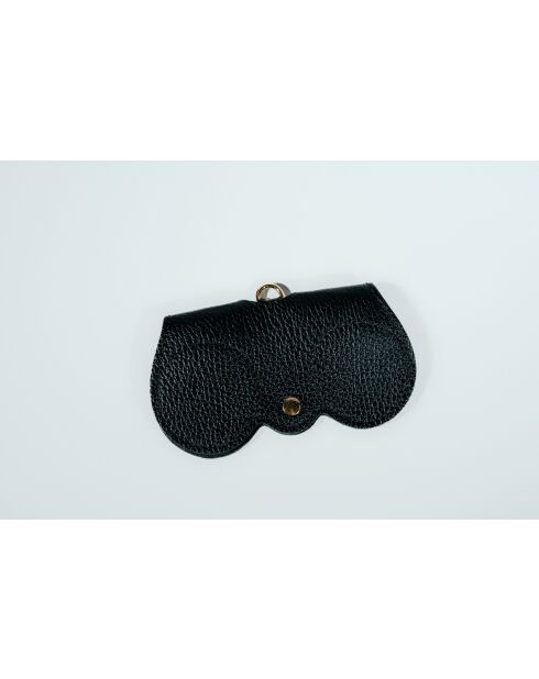 Moly Brillenhalter aus Leder, 15 x 8 x 2 cm, Schwarz