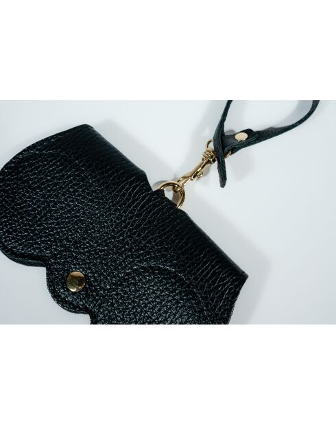Moly Brillenhalter aus Leder, 15 x 8 x 2 cm, Schwarz