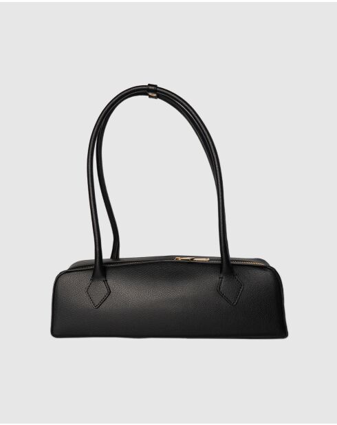 Bandolera Zhora de piel negra - 32x11x10cm
