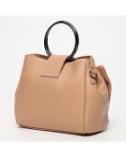 Handtasche Alix aus nudefarbenem Leder - 25x20x10cm