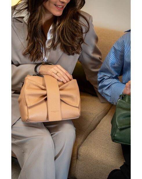 Handtasche Alix aus nudefarbenem Leder - 25x20x10cm