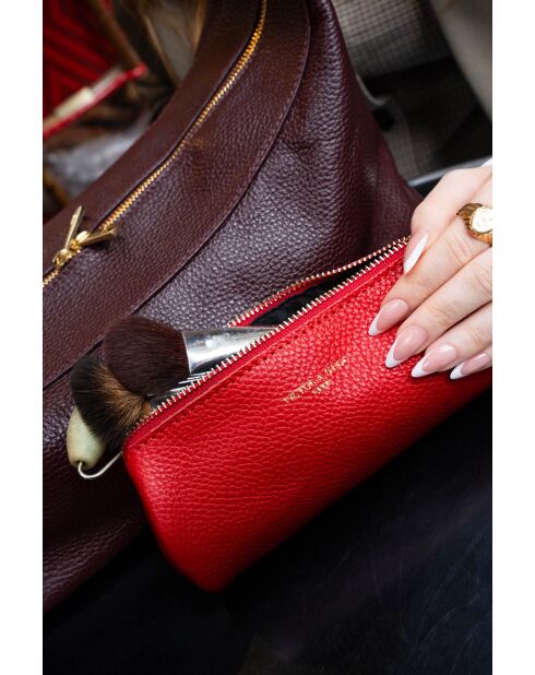 Pochette en cuir Laya rouge - 20x10x3cm
