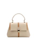 Rania leren schoudertas beige/camel - 28x20x10cm