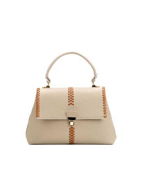 Bandolera de piel Rania beige/camel - 28x20x10cm