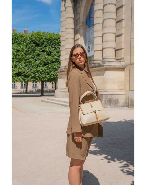 Bandolera de piel Rania beige/camel - 28x20x10cm