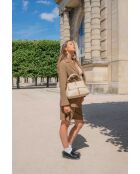 Rania leren schoudertas beige/camel - 28x20x10cm