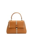 Rania leren schoudertas camel/beige - 28x20x10cm
