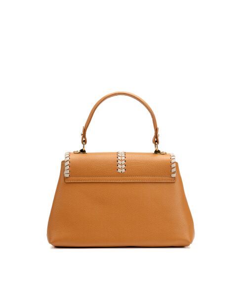Rania leren schoudertas camel/beige - 28x20x10cm