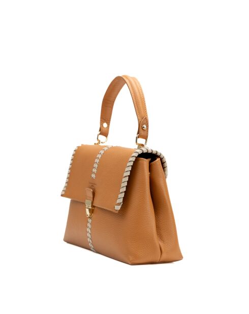 Rania leren schoudertas camel/beige - 28x20x10cm
