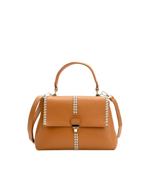 Rania leren schoudertas camel/beige - 28x20x10cm