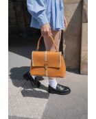 Rania leren schoudertas camel/beige - 28x20x10cm