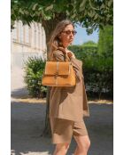 Rania leren schoudertas camel/beige - 28x20x10cm