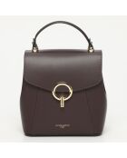 Elena aubergine leren handtas - 20x21x 12cm