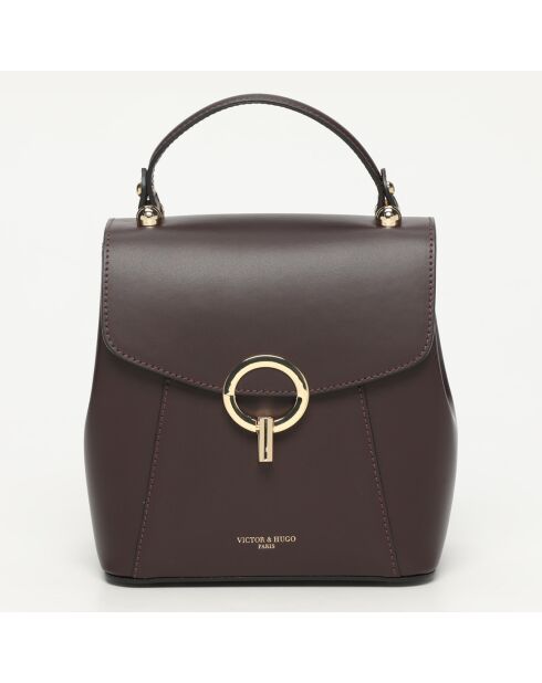 Elena aubergine leren handtas - 20x21x 12cm